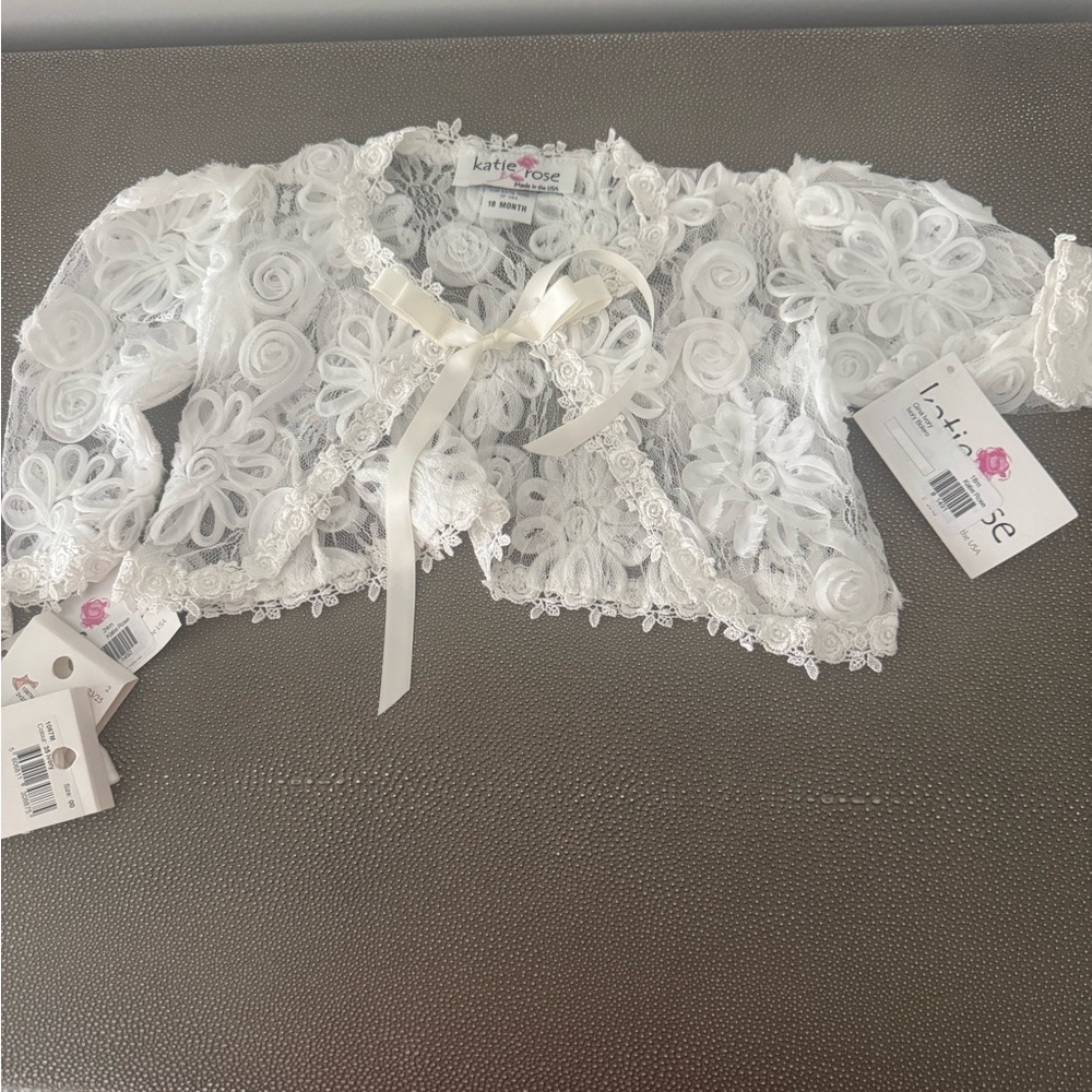 White Floral Lace Kids Jacket
